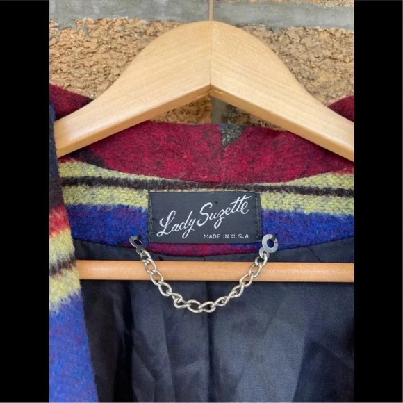 LADY SUZETTE Vintage Wool Dartmouth
Fabric Southwestern Native Jacket Coat XL - Picture 5 of 10